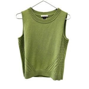 St John Sport Wool Blend Santana Knit Sleeveless Green Vest Womens Small